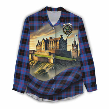 Tartan Vibes Clothing Maule Tartan Family Crest Women's Casual Shirt with Scottish Ancient Castle Style