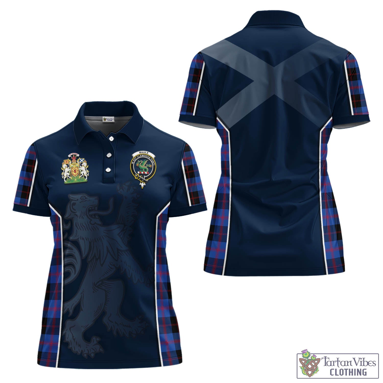 Maule Tartan Women's Polo Shirt with Family Crest and Lion Rampant Vibes Sport Style Women - Tartan Vibes Clothing