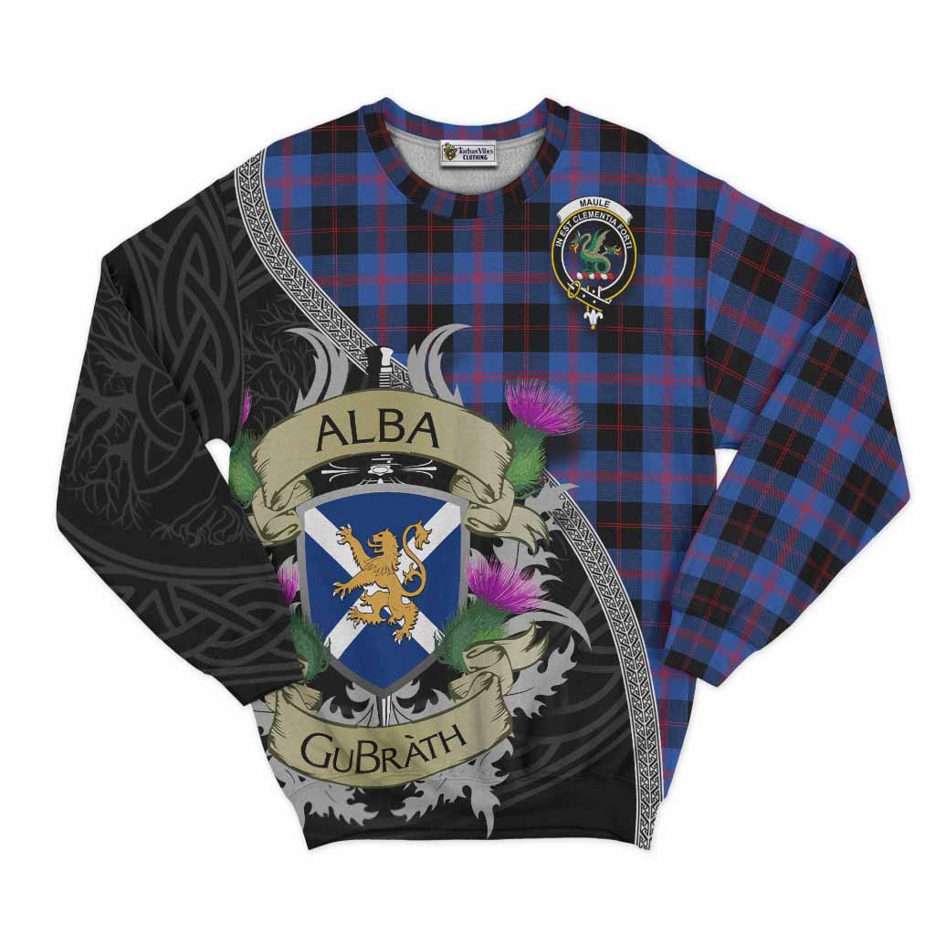 Tartan Vibes Clothing Maule Tartan Family Crest Sweatshirt Lion Rampant Royal Thistle Shield Celtic Inspired