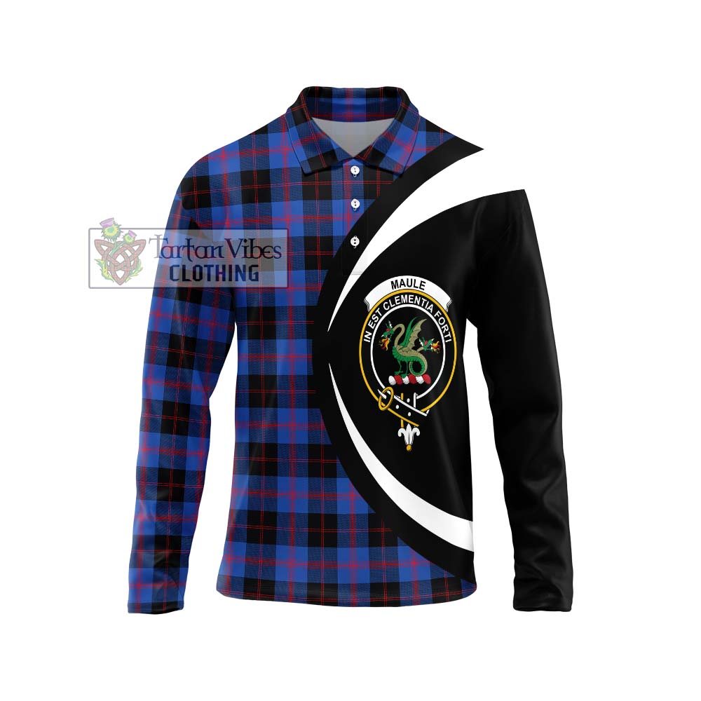 Maule Tartan Long Sleeve Polo Shirt with Family Crest Circle Style Unisex - Tartan Vibes Clothing