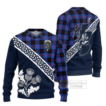 Tartan Vibes Clothing Maule Tartan Knitted Sweater Featuring Thistle and Scotland Map