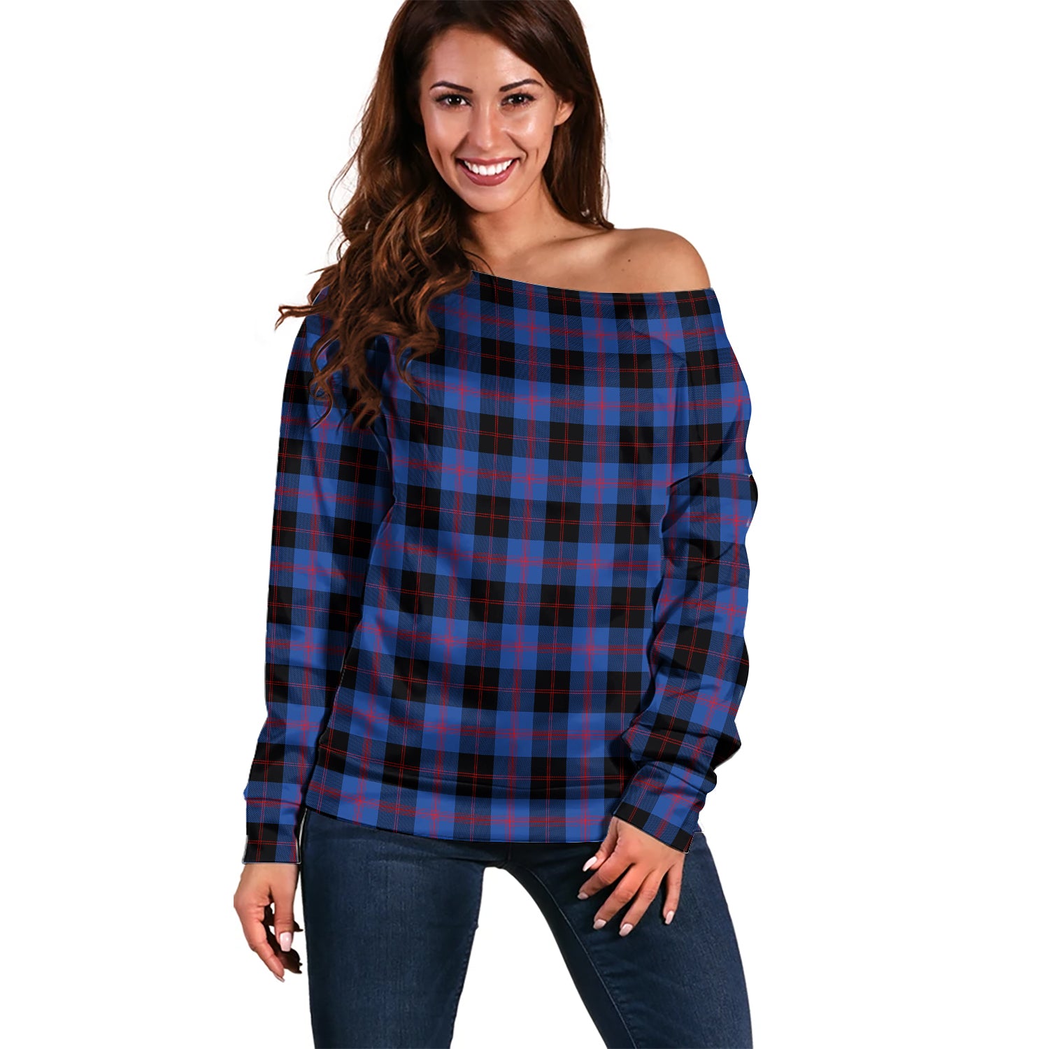 Maule Tartan Off Shoulder Women Sweater Women - Tartanvibesclothing