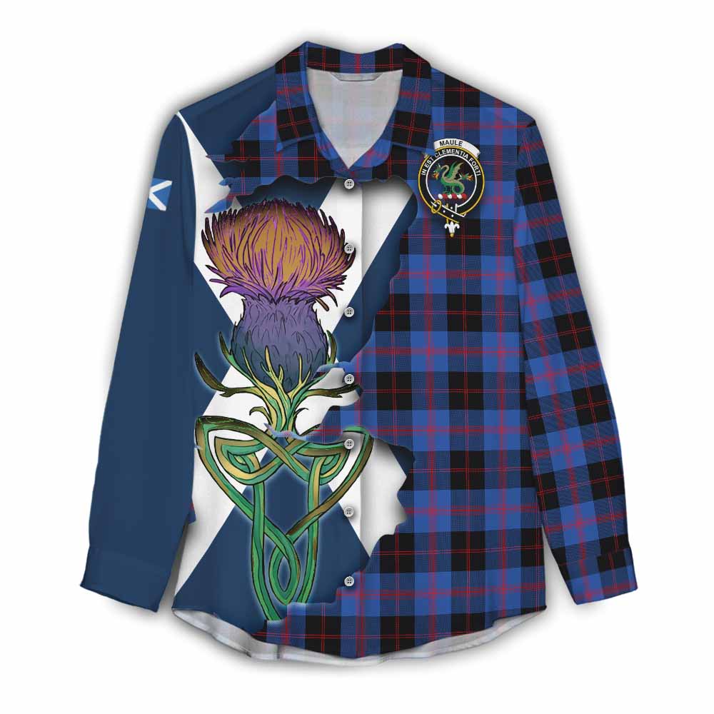 Tartan Vibes Clothing Maule Tartan Family Crest Women's Casual Shirt Scottish Thistle Celtic Inspired
