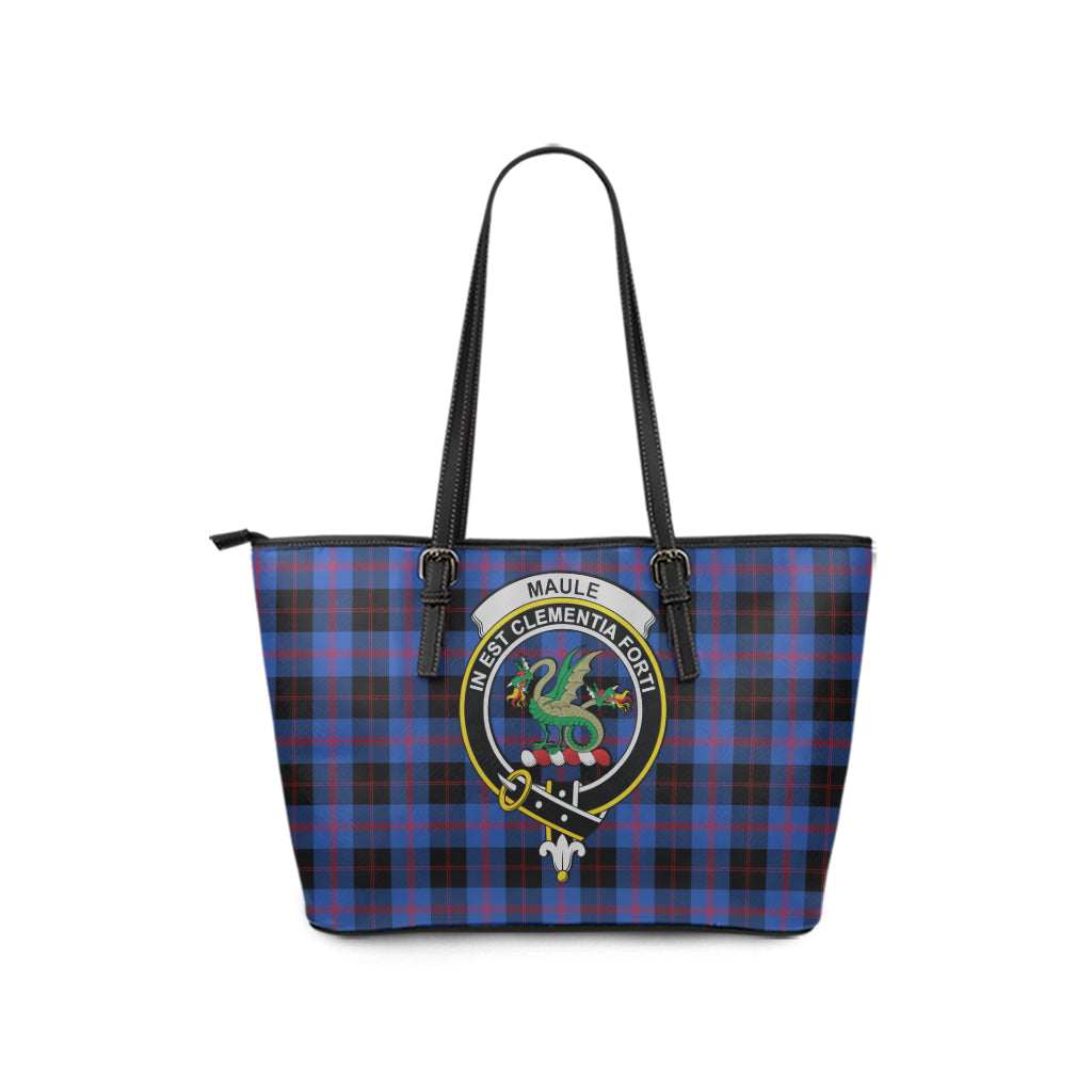 Maule Tartan Leather Tote Bag with Family Crest - Tartan Vibes Clothing