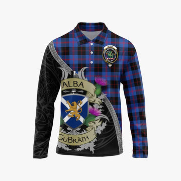 Maule Tartan Family Crest Long Sleeve Polo Shirt Lion Rampant Royal Thistle Shield Celtic Inspired