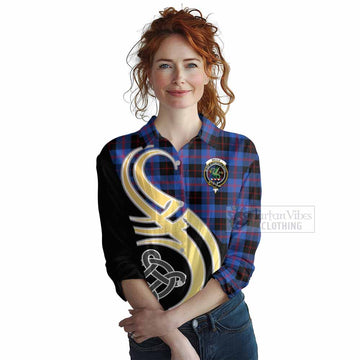 Tartan Vibes Clothing Maule Tartan Women's Casual Shirt with Family Crest and Celtic Symbol Style