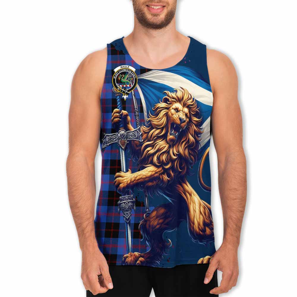 Tartan Vibes Clothing Maule Tartan Family Crest Men's Tank Top with Scottish Majestic Lion