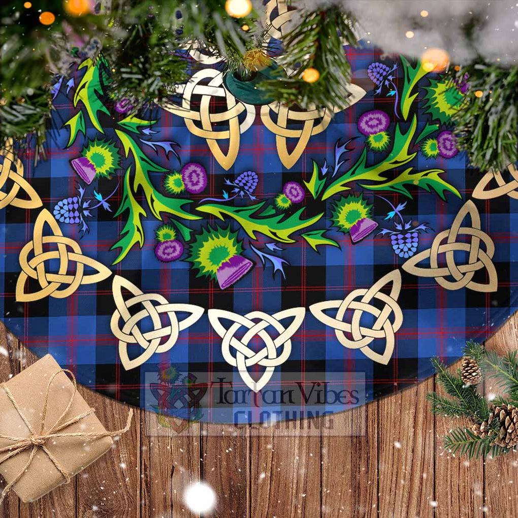 Tartan Vibes Clothing Maule Tartan Christmas Tree Skirt with Thistle Celtic Knot Style