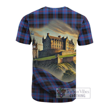 Maule Tartan Family Crest Cotton T-shirt with Scottish Ancient Castle Style