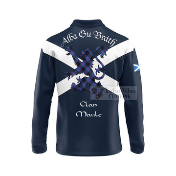 Maule Tartan Lion Rampant Long Sleeve Polo Shirt Proudly Display Your Heritage with Alba Gu Brath and Clan Name