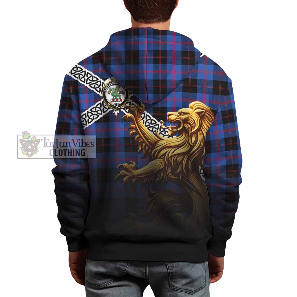 Tartan Vibes Clothing Maule Crest Tartan Hoodie with Golden Lion Emblem Celtic Style