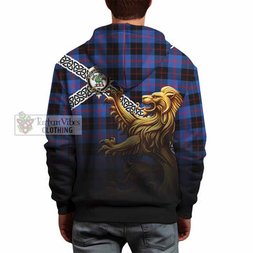 Maule Crest Tartan Hoodie with Golden Lion Emblem Celtic Style