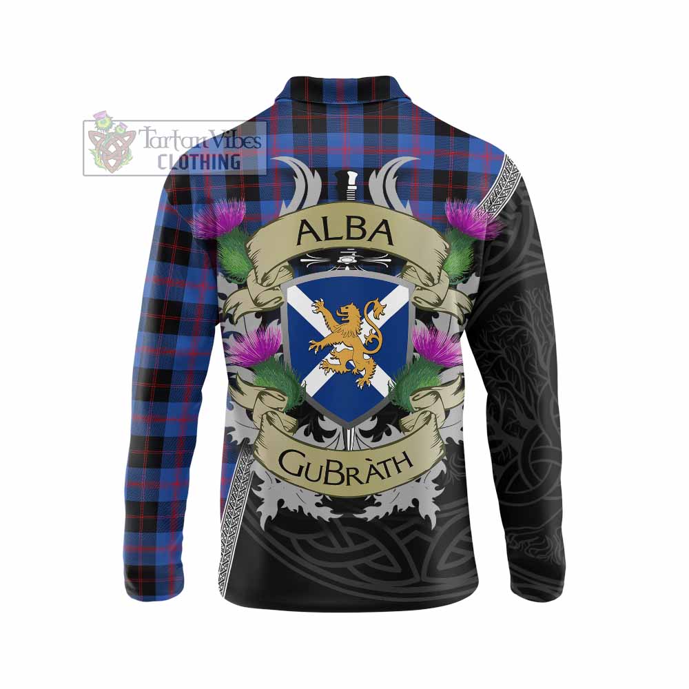 Tartan Vibes Clothing Maule Tartan Family Crest Long Sleeve Polo Shirt Lion Rampant Royal Thistle Shield Celtic Inspired