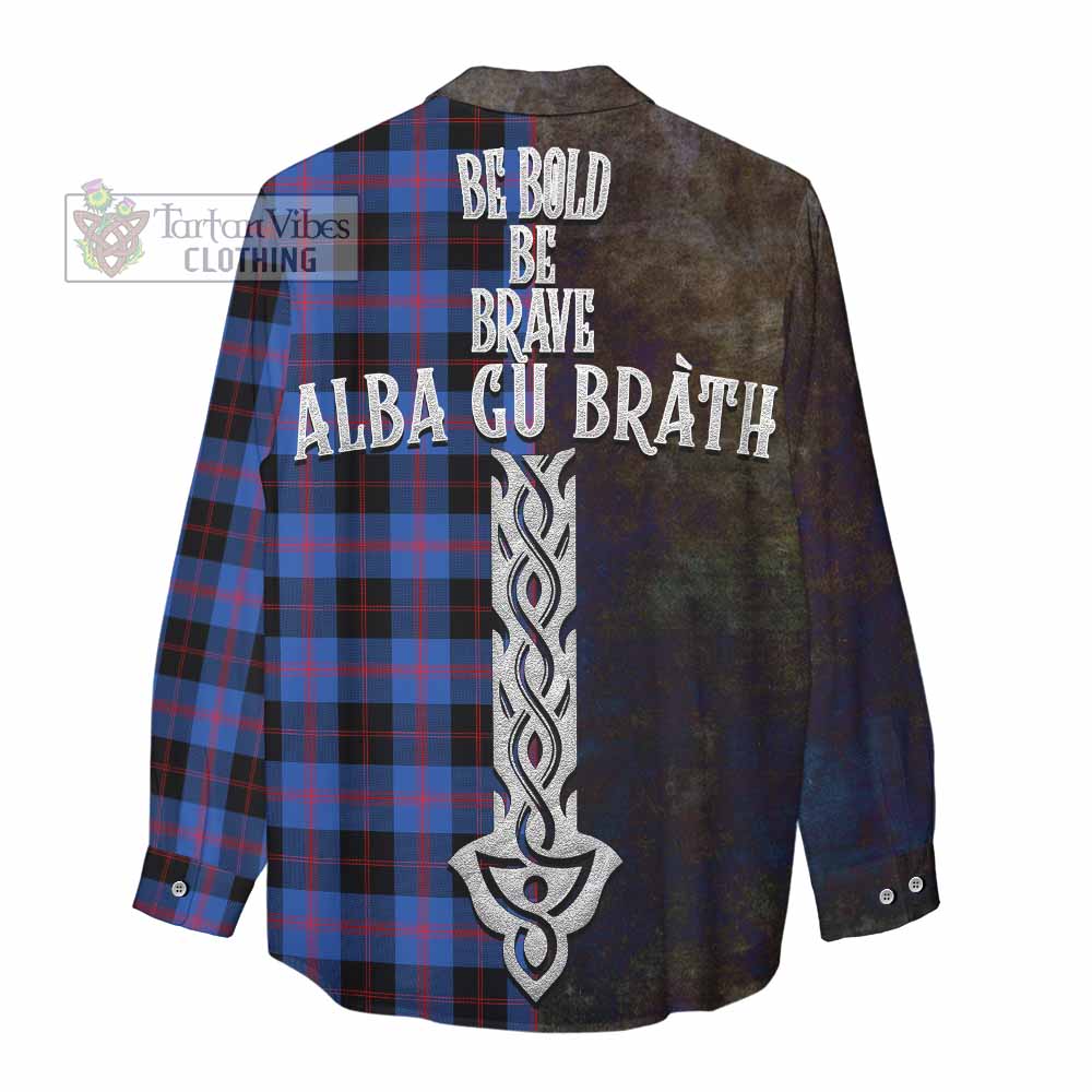 Tartan Vibes Clothing Maule Tartan Family Crest Women's Casual Shirt Alba Gu Brath Be Brave Lion Ancient Style