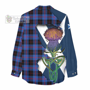 Tartan Vibes Clothing Maule Tartan Family Crest Women's Casual Shirt Scottish Thistle Celtic Inspired