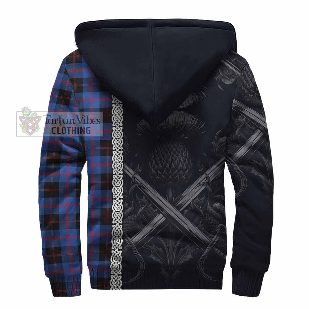 Tartan Vibes Clothing Maule Tartan Sherpa Hoodie with Family Crest Cross Sword Thistle Celtic Vibes