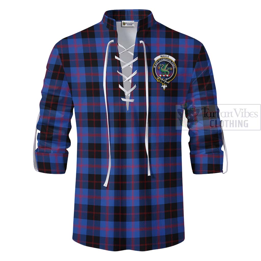 Tartan Vibes Clothing Maule Tartan Ghillie Kilt Shirt with Family Crest Celtic Skull Style