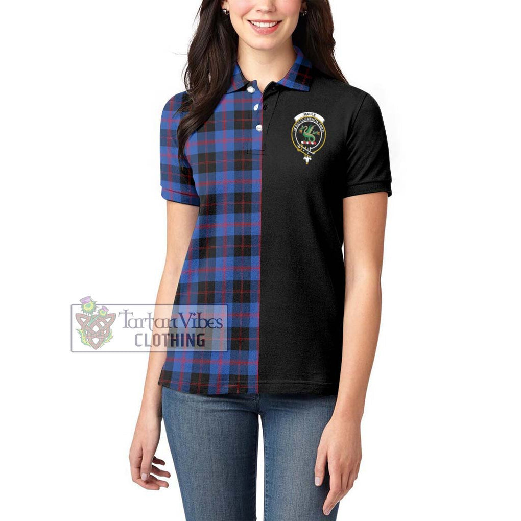 Maule Tartan Women's Polo Shirt with Family Crest and Half Of Me Style - Tartanvibesclothing Shop