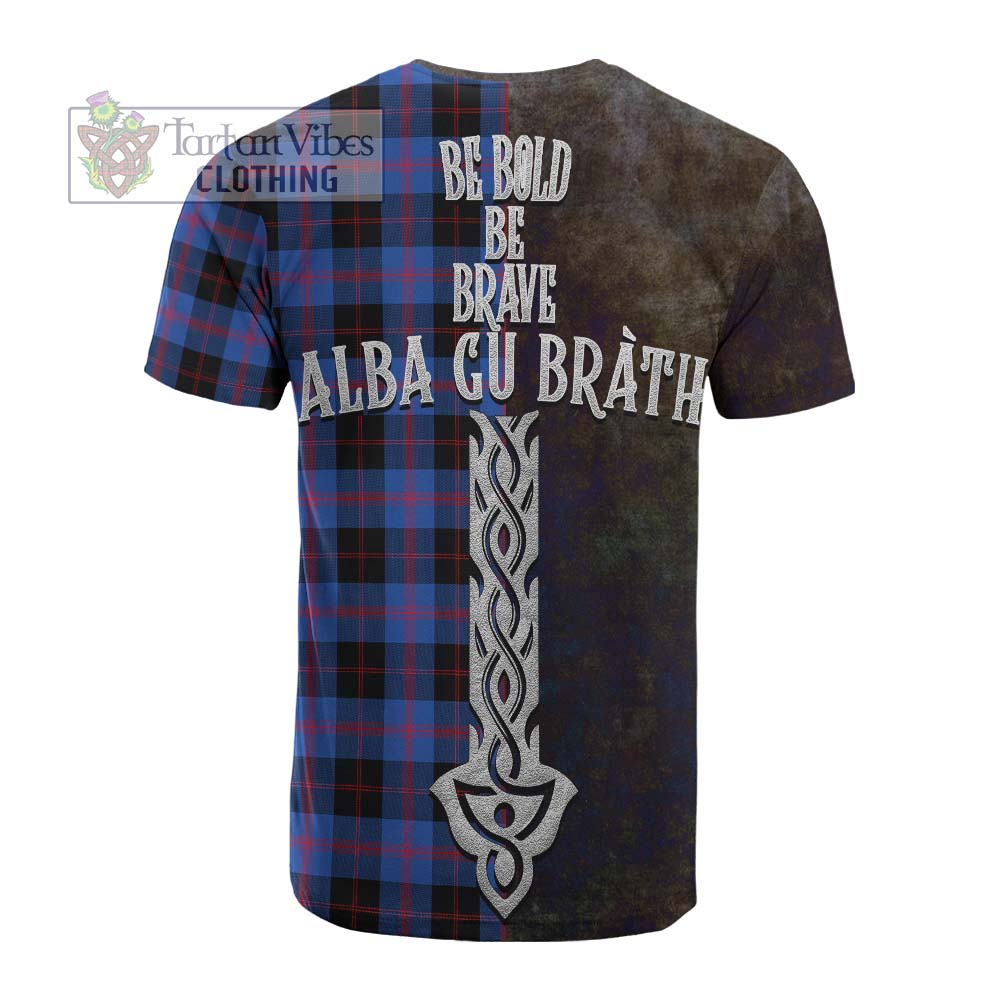 Tartan Vibes Clothing Maule Tartan Family Crest Cotton T-shirt Alba Gu Brath Be Brave Lion Ancient Style