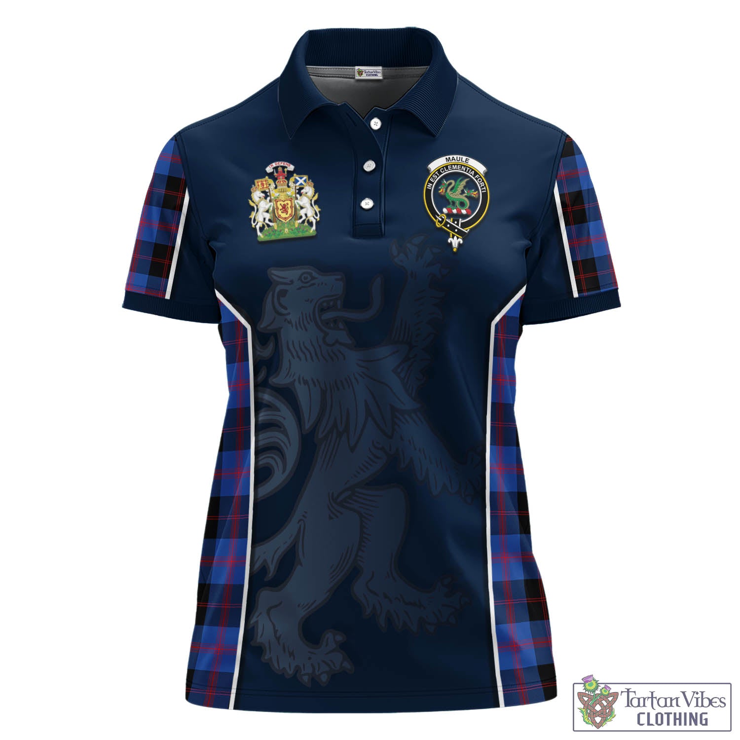 Tartan Vibes Clothing Maule Tartan Women's Polo Shirt with Family Crest and Lion Rampant Vibes Sport Style