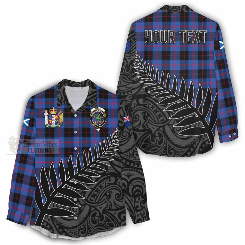 Tartan Vibes Clothing Maule Crest Tartan Women's Casual Shirt with New Zealand Silver Fern Half Style