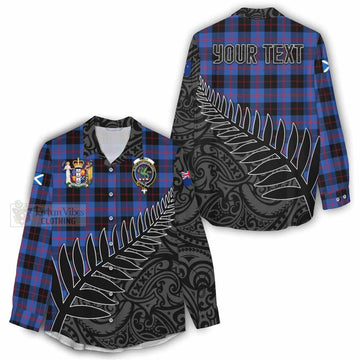 Tartan Vibes Clothing Maule Crest Tartan Women's Casual Shirt with New Zealand Silver Fern Half Style