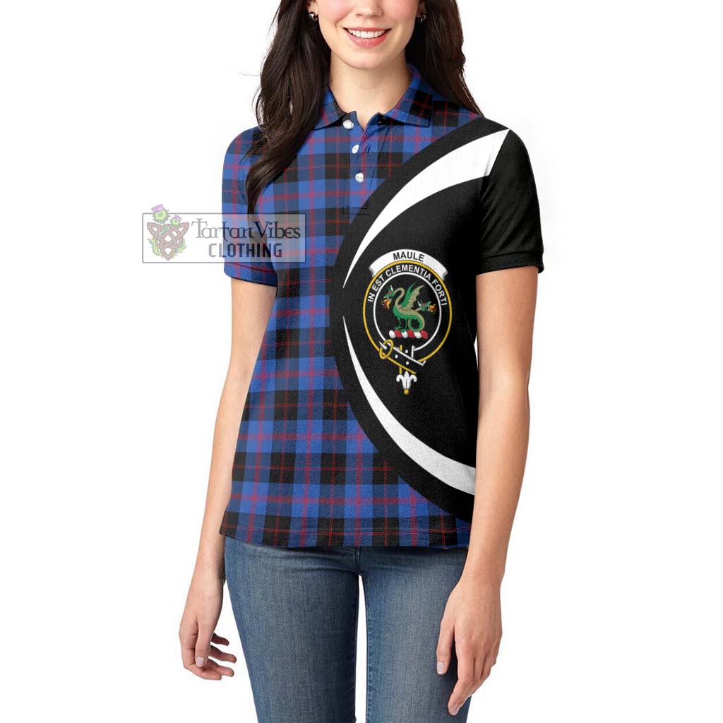 Maule Tartan Women's Polo Shirt with Family Crest Circle Style - Tartan Vibes Clothing