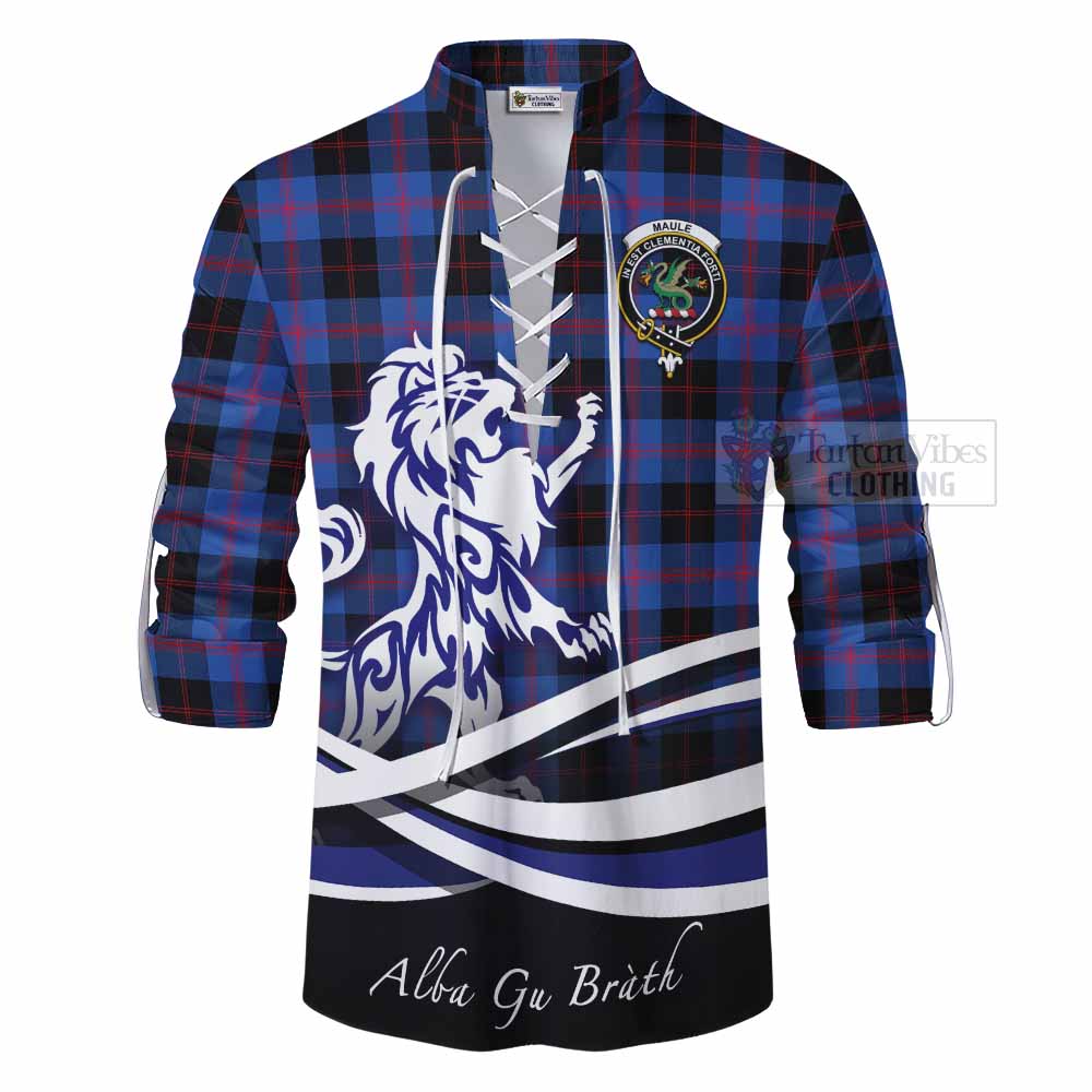 Tartan Vibes Clothing Maule Tartan Ghillie Kilt Shirt with Alba Gu Brath Regal Lion Emblem