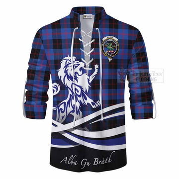 Tartan Vibes Clothing Maule Tartan Ghillie Kilt Shirt with Alba Gu Brath Regal Lion Emblem