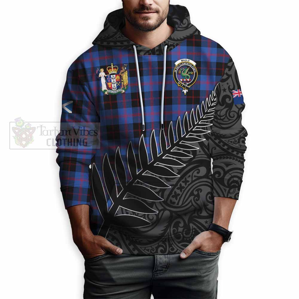 Tartan Vibes Clothing Maule Crest Tartan Hoodie with New Zealand Silver Fern Half Style