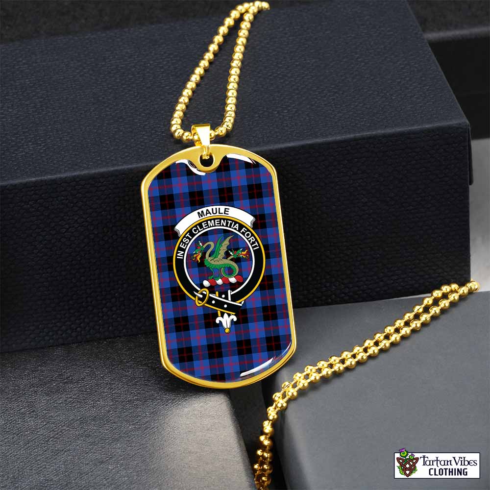 Tartan Vibes Clothing Maule Tartan Dog Tag Necklace with Family Crest