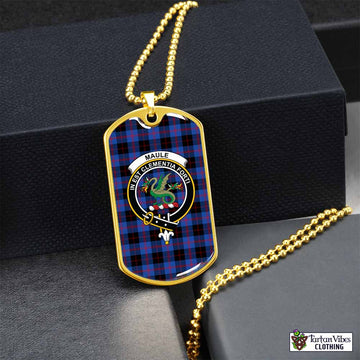 Maule Tartan Dog Tag Necklace with Family Crest