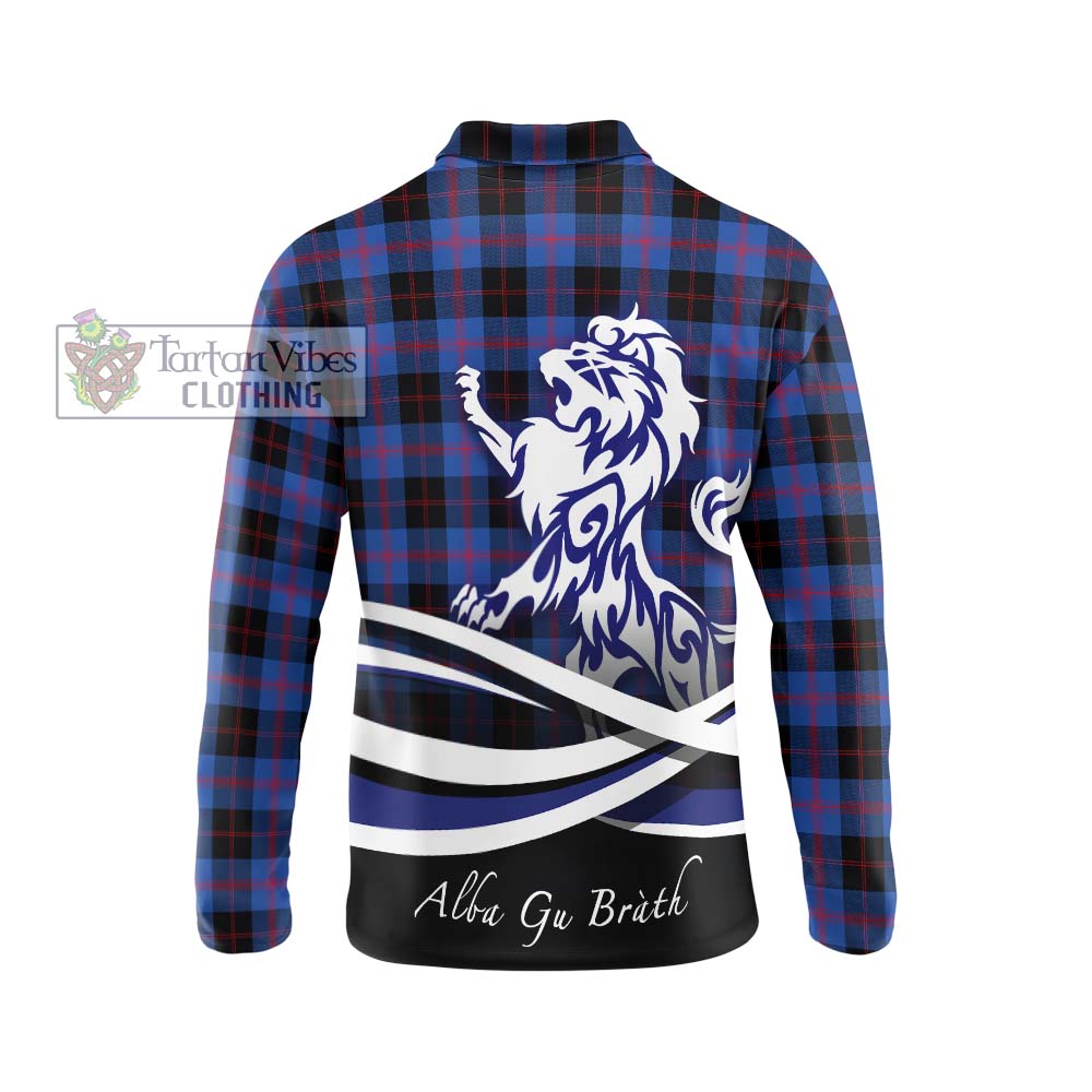 Maule Tartan Long Sleeve Polo Shirt with Alba Gu Brath Regal Lion Emblem - Tartanvibesclothing Shop