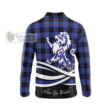 Maule Tartan Long Sleeve Polo Shirt with Alba Gu Brath Regal Lion Emblem