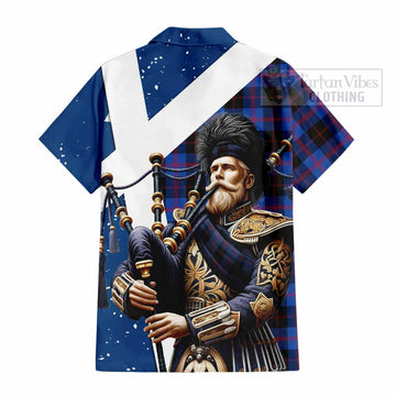 Maule Tartan Hawaiian Shirt with Family Crest Scottish Bagpiper Vibes