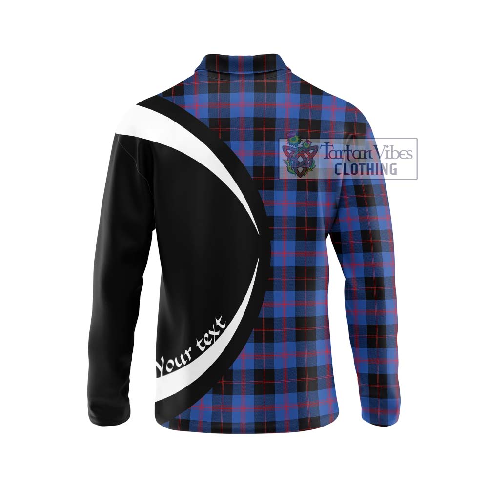 Maule Tartan Long Sleeve Polo Shirt with Family Crest Circle Style - Tartan Vibes Clothing