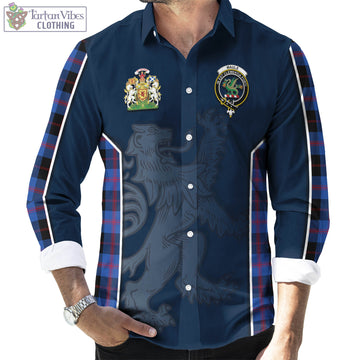 Maule Tartan Long Sleeve Button Up Shirt with Family Crest and Lion Rampant Vibes Sport Style