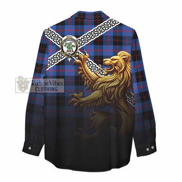 Tartan Vibes Clothing Maule Crest Tartan Women's Casual Shirt with Golden Lion Emblem Celtic Style