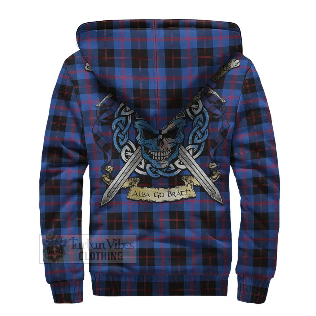 Maule Tartan Sherpa Hoodie with Family Crest Celtic Skull Style - Tartan Vibes Clothing