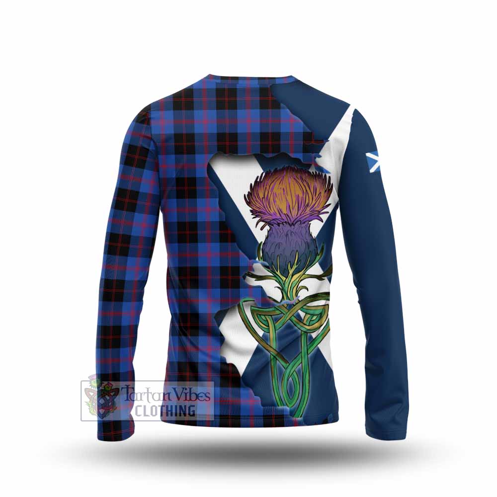 Tartan Vibes Clothing Maule Tartan Family Crest Long Sleeve T-Shirt Scottish Thistle Celtic Inspired