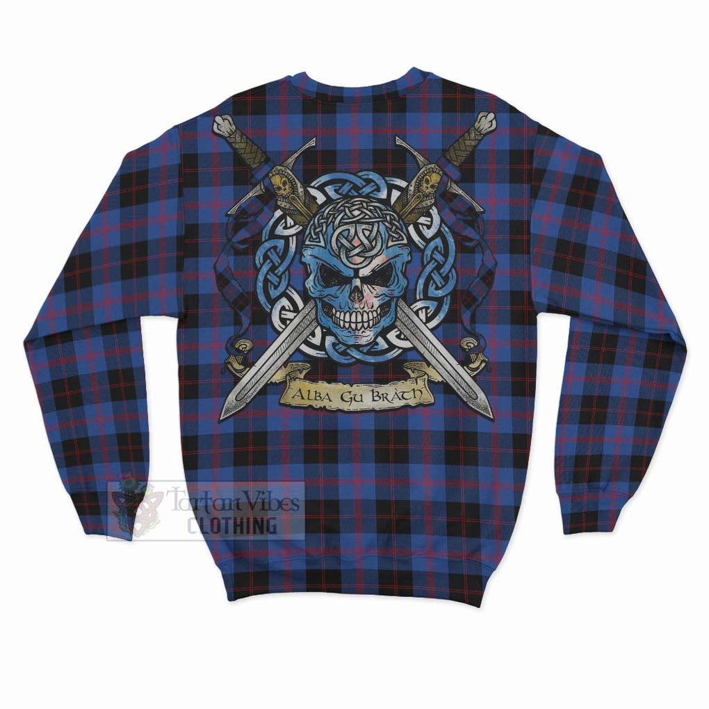 Tartan Vibes Clothing Maule Tartan Sweatshirt with Family Crest Celtic Skull Style