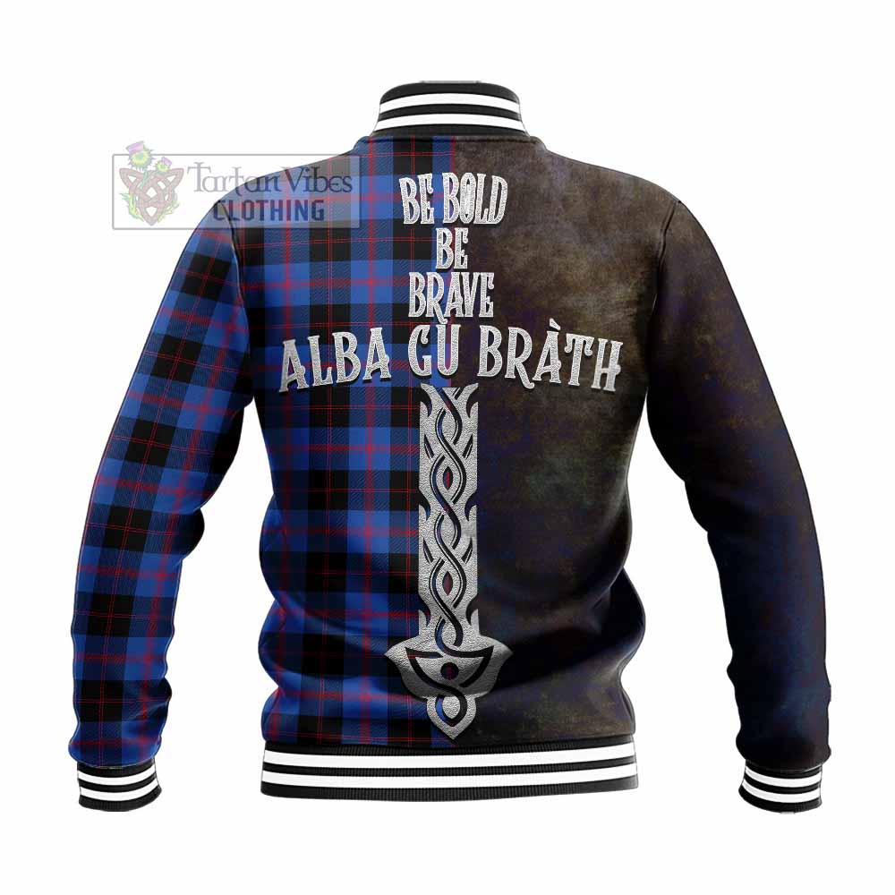 Tartan Vibes Clothing Maule Tartan Family Crest Baseball Jacket Alba Gu Brath Be Brave Lion Ancient Style