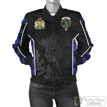 Maule Tartan Bomber Jacket with Family Crest and Scottish Thistle Vibes Sport Style