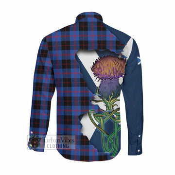 Tartan Vibes Clothing Maule Tartan Family Crest Long Sleeve Button Shirt Scottish Thistle Celtic Inspired