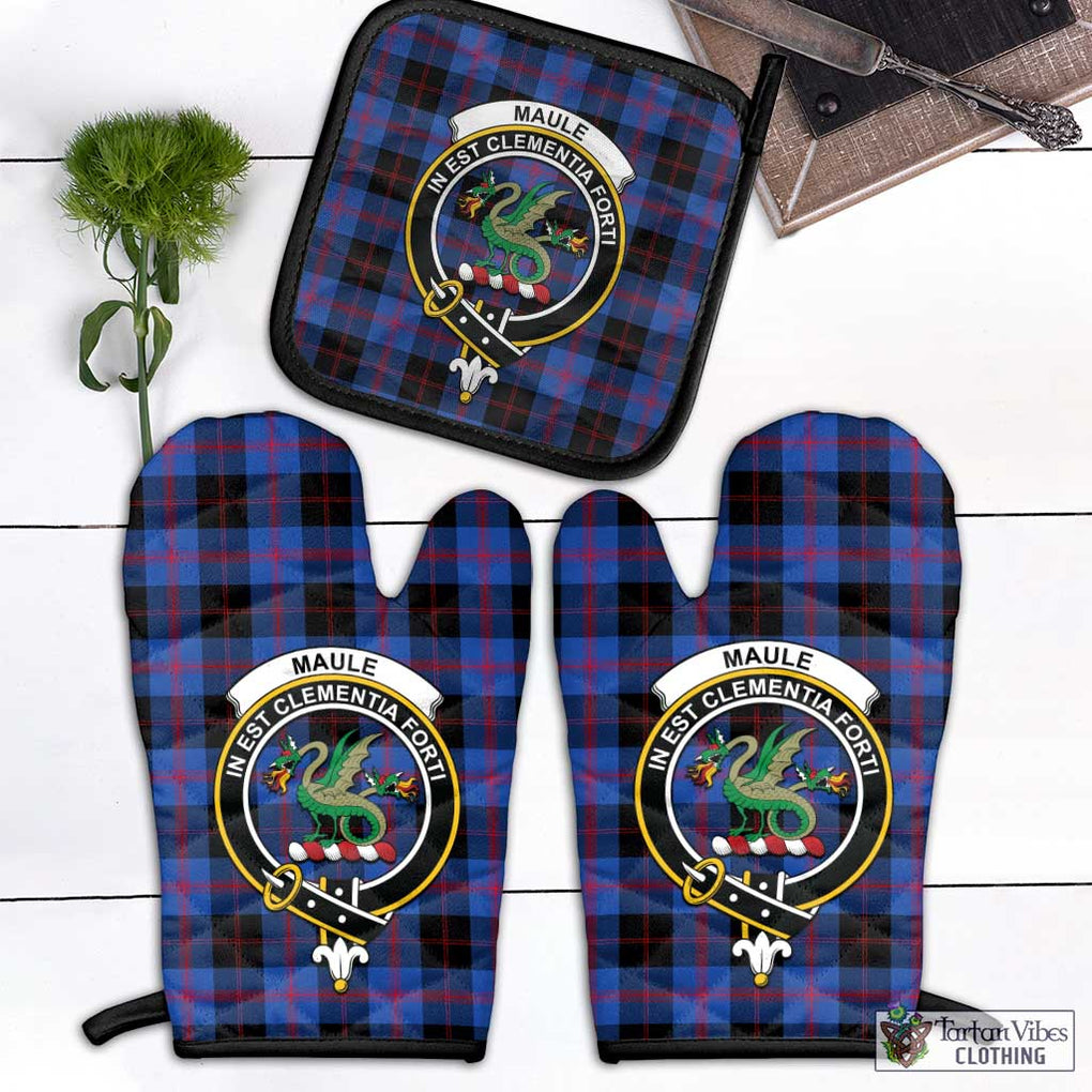 Maule Tartan Combo Oven Mitt & Pot-Holder with Family Crest Combo 1 Oven Mitt & 1 Pot-Holder Black - Tartan Vibes Clothing