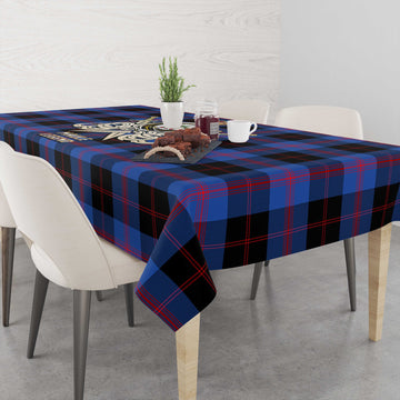 Maule Tartan Tablecloth with Clan Crest and the Golden Sword of Courageous Legacy