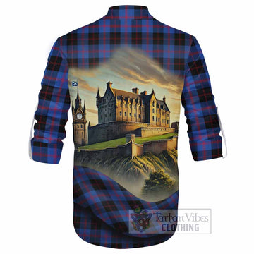 Tartan Vibes Clothing Maule Tartan Family Crest Ghillie Kilt Shirt with Scottish Ancient Castle Style