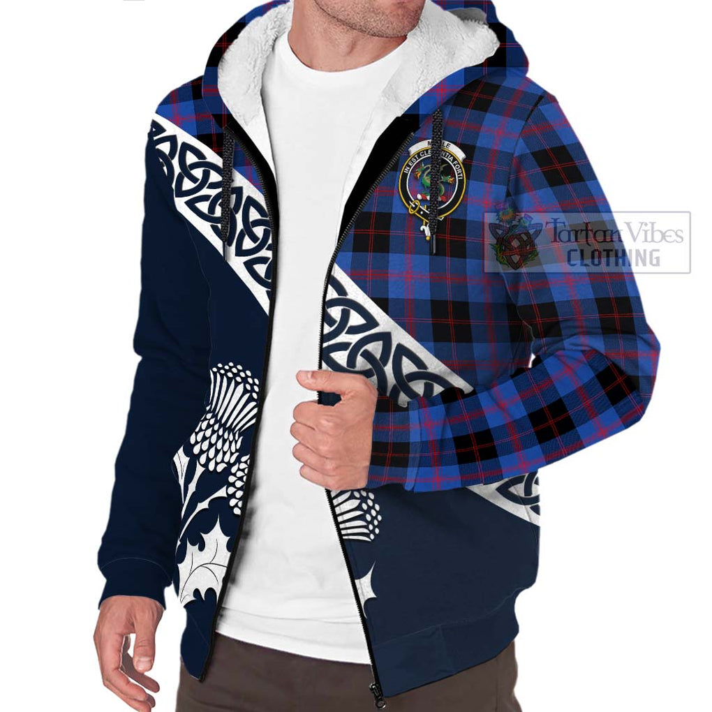 Maule Tartan Sherpa Hoodie Featuring Thistle and Scotland Map - Tartan Vibes Clothing