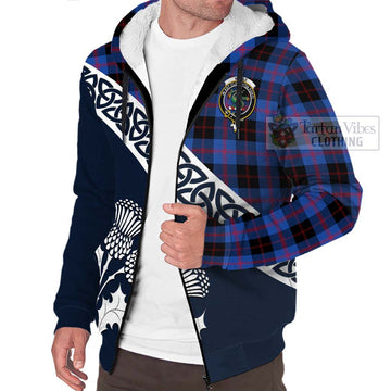 Maule Tartan Sherpa Hoodie Featuring Thistle and Scotland Map