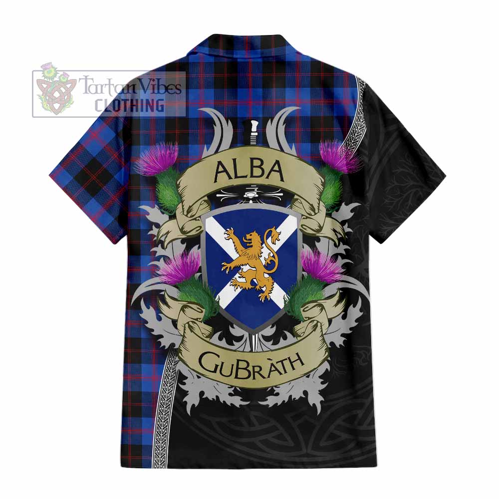 Tartan Vibes Clothing Maule Tartan Family Crest Short Sleeve Button Shirt Lion Rampant Royal Thistle Shield Celtic Inspired